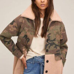 Marissa Webb Quilted Camo Sherpa Coat
